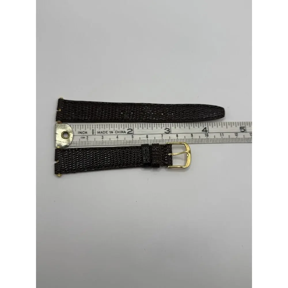 16mm KREISLER Genuine Lizard Black NOS Vintage Watch Band & Gold Buckle
